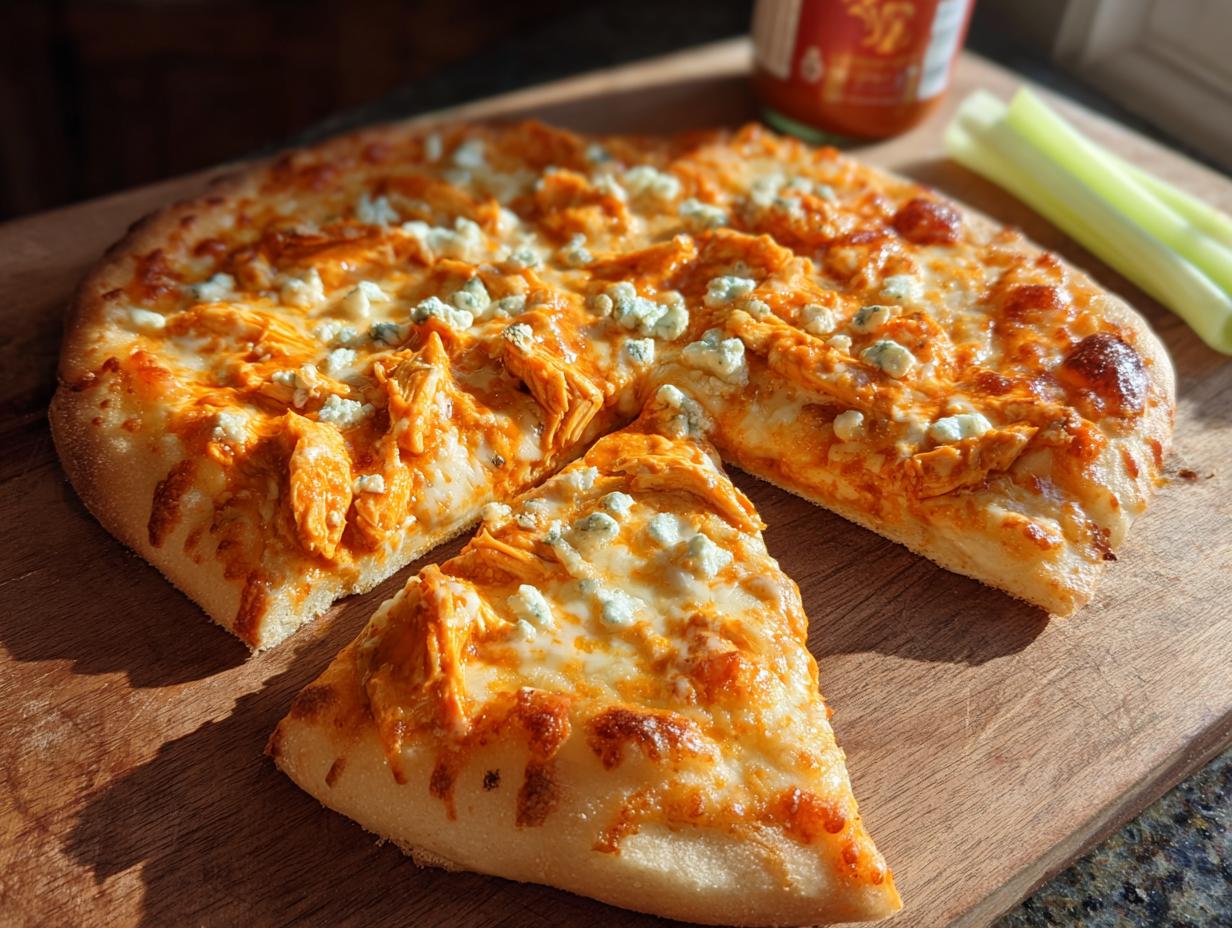 Cheesy Buffalo Bliss Pizza: 1 Flavorful Bite - Cheesy Buffalo Bliss Pizza - additional detail