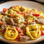 Crock Pot Cheesesteak Tortellini