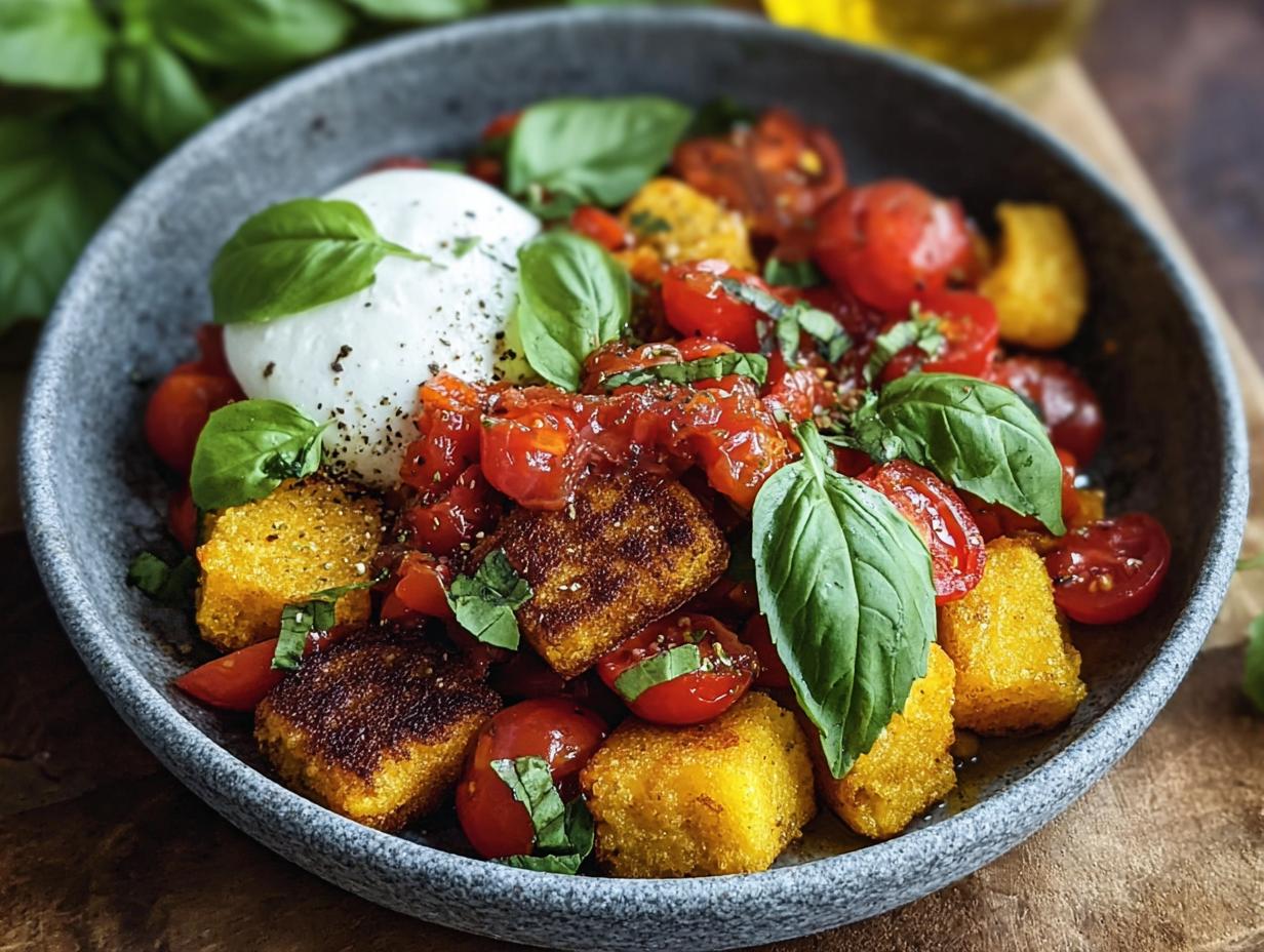 Fried Polenta Panzanella Tomato