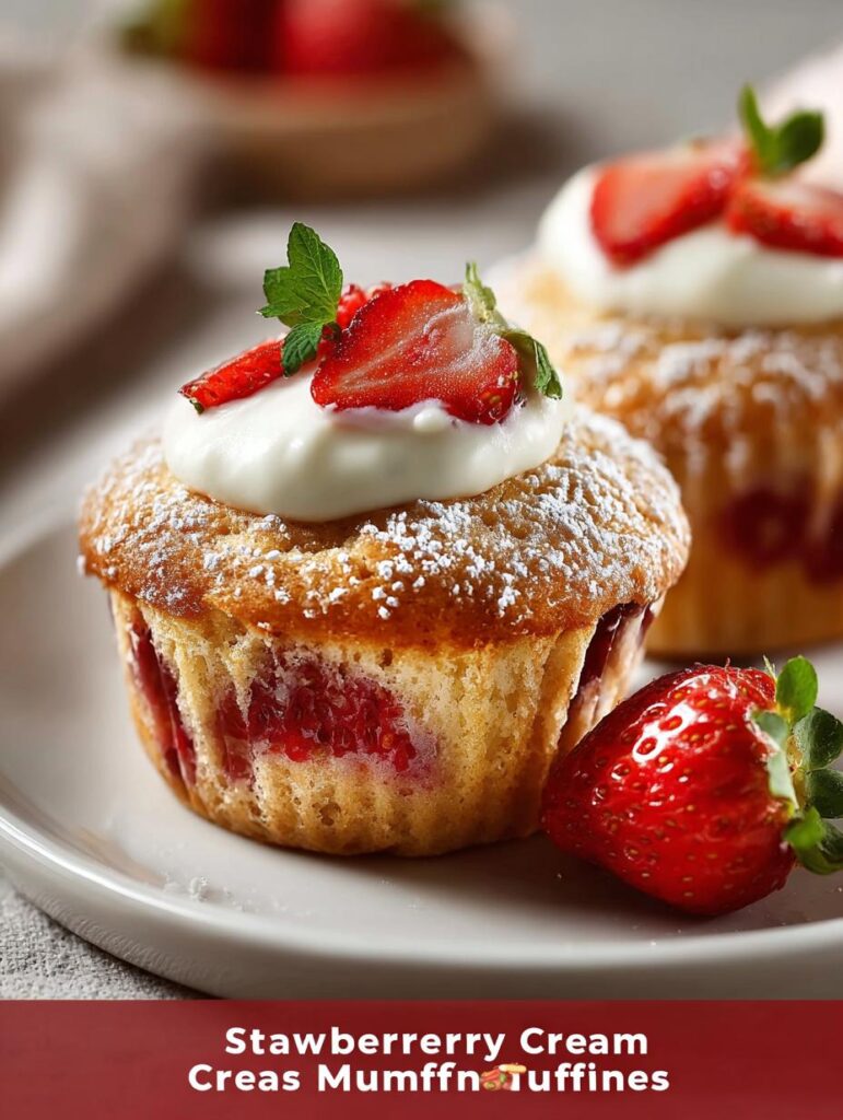 Strawberry Muffins with Cream